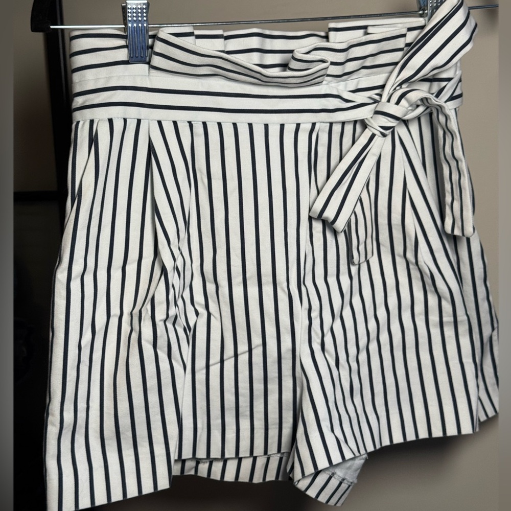 Zara Black and White Striped High Waist Shorts